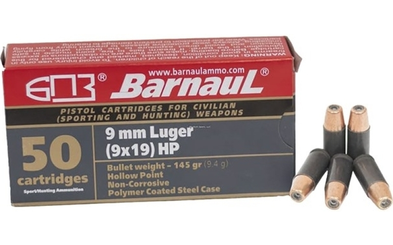 Barnaul Ammunition 9mm luger 145gr hollow point 50/box